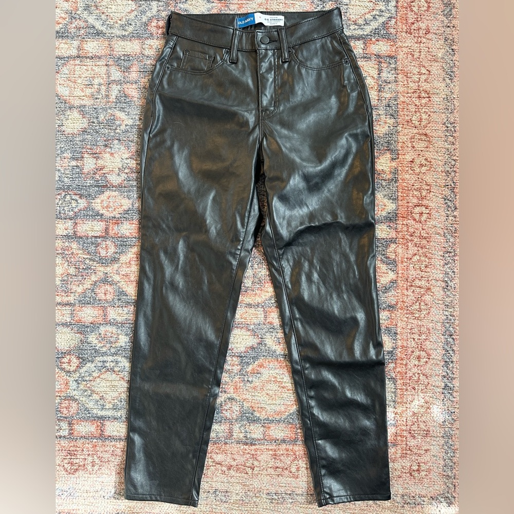 Old Navy Leather Hi Rise OG Straight Pants
